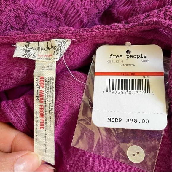 Free People Magenta Pink Lace Open Back Dress New - Picture 11 of 16